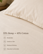 AANGĪ Natural Ivory Hemp Cotton Double Bed Sheet and Pillow Cover Set