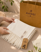 AANGĪ Natural Ivory Hemp Cotton Shawl – Soft Long Scarf | 80% Hemp 20% Cotton