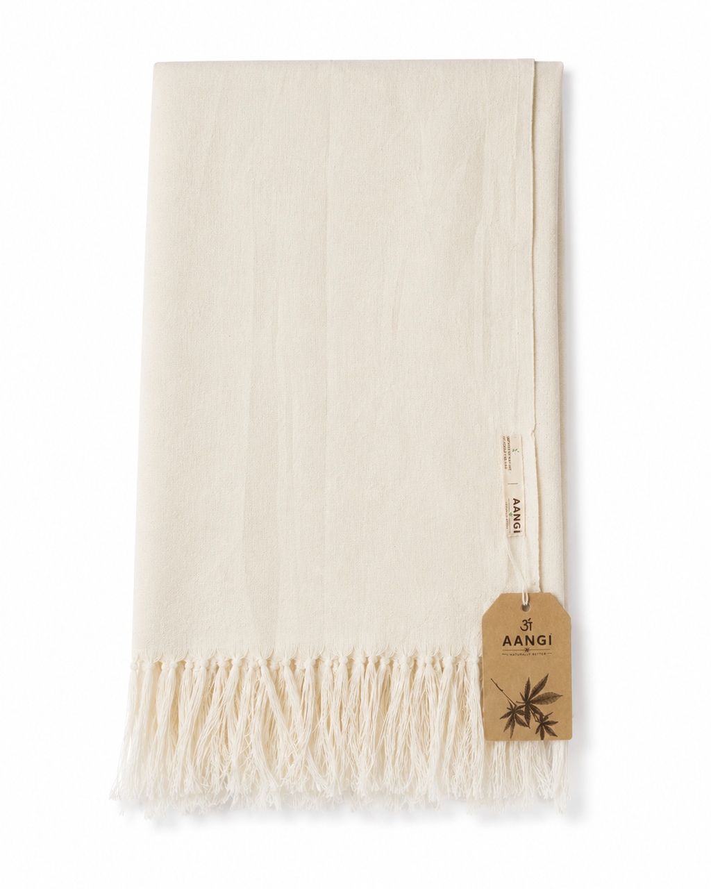 AANGĪ Natural Ivory Hemp Cotton Shawl – Soft Long Scarf | 80% Hemp 20% Cotton