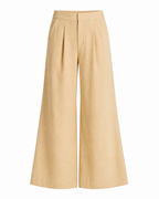 AANGĪ Women’s Beige Flared Pant | 80% Hemp 20% Cotton | Sustainable Semi-Formal Wide-Leg Trouser