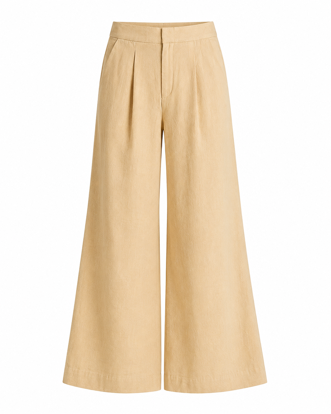AANGĪ Women’s Beige Flared Pant | 80% Hemp 20% Cotton | Sustainable Semi-Formal Wide-Leg Trouser