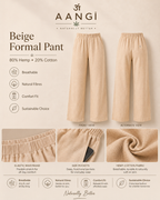 AANGĪ Beige Formal Hemp Cotton Pant
