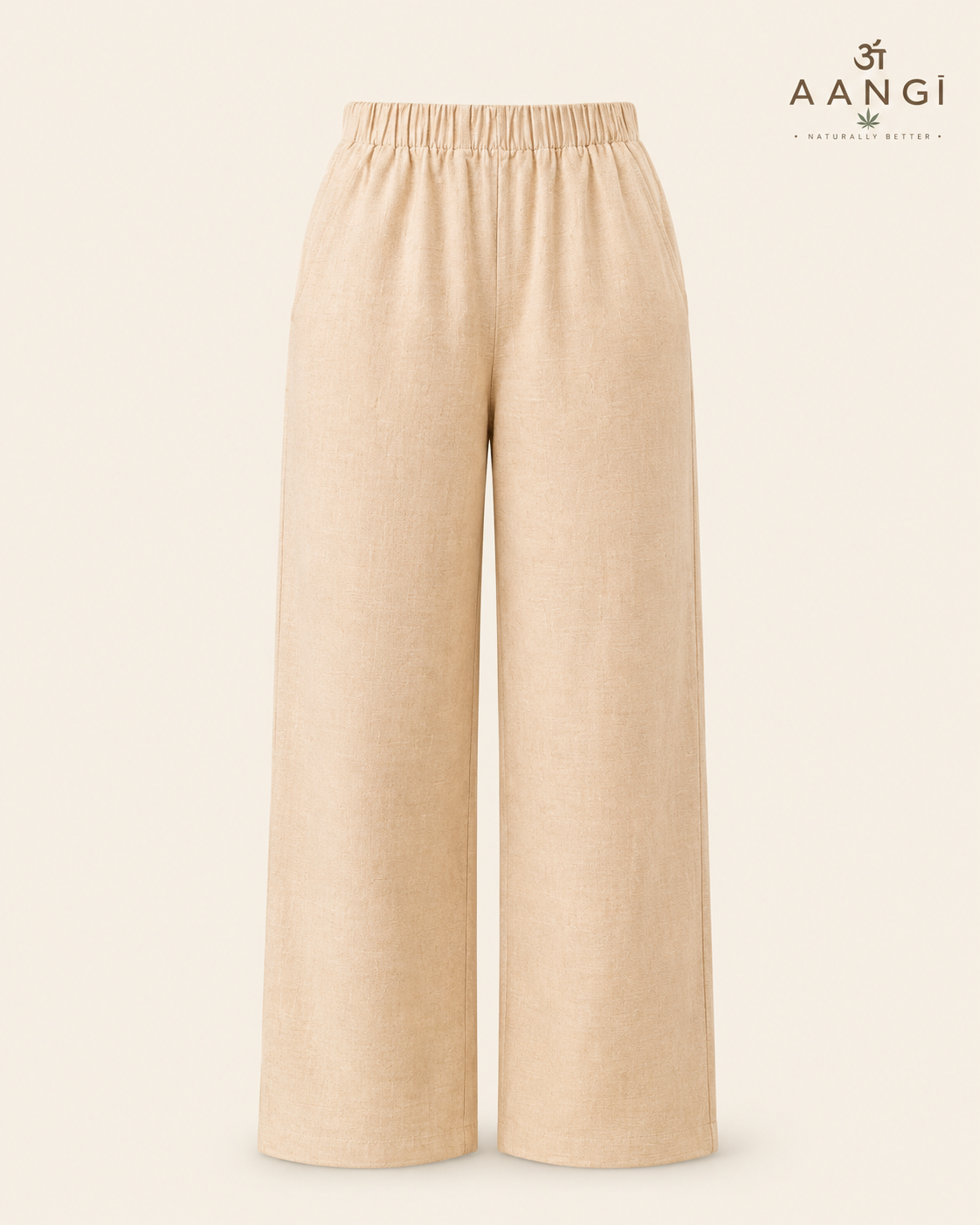 AANGĪ Beige Formal Hemp Cotton Pant