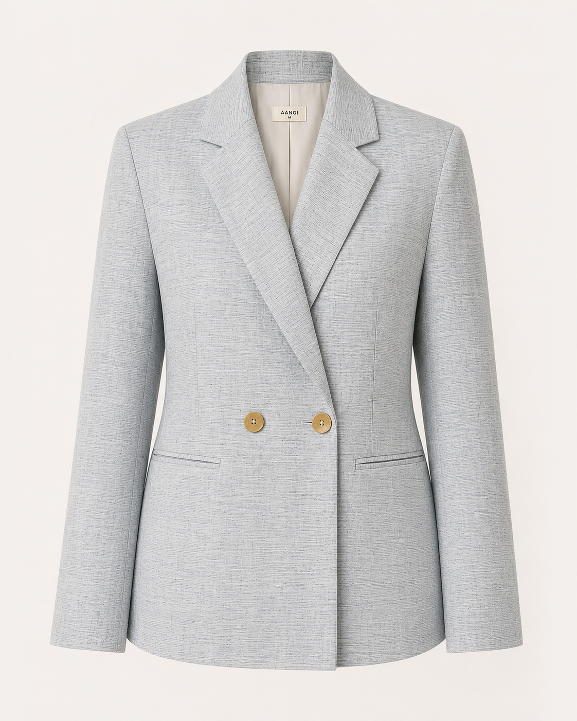 AANGĪ Light Blue Double-Breasted Hemp Cotton Blazer
