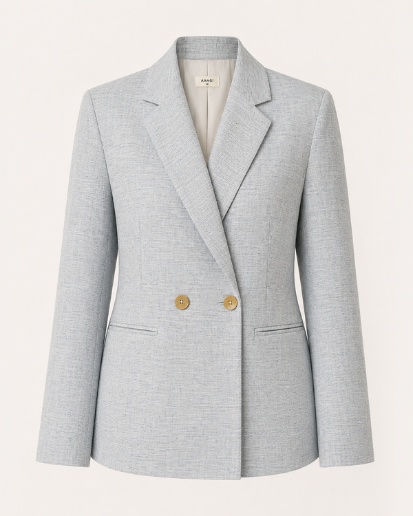 AANGĪ Light Blue Double-Breasted Hemp Cotton Blazer