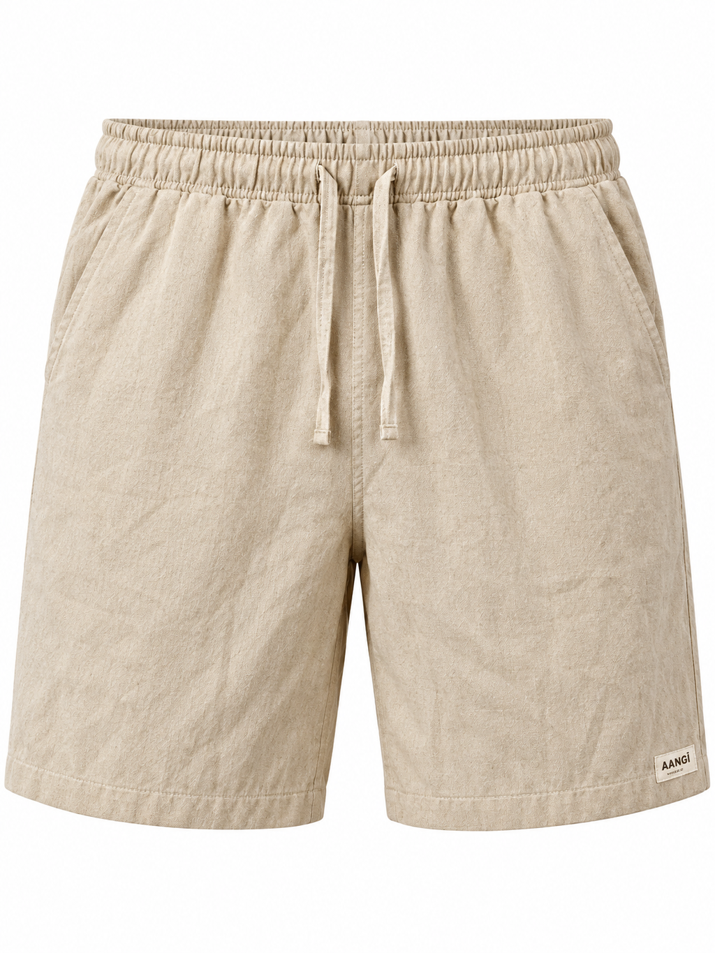 AANGĪ Natural Flax Hemp-Cotton Unisex Relaxed Shorts