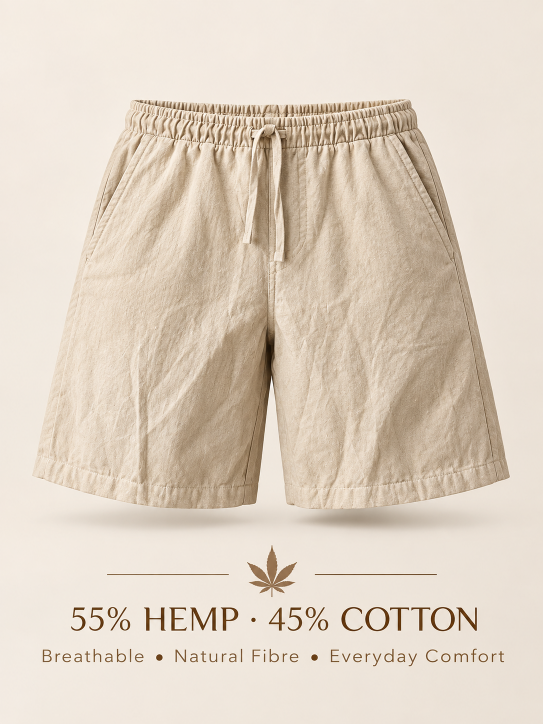 AANGĪ Natural Flax Hemp-Cotton Unisex Relaxed Shorts