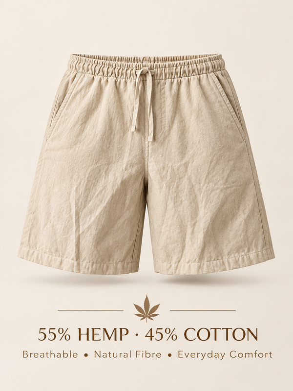 AANGĪ Natural Flax Hemp-Cotton Unisex Relaxed Shorts