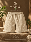 AANGĪ Natural Flax Hemp-Cotton Unisex Relaxed Shorts