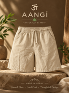 AANGĪ Natural Flax Hemp-Cotton Unisex Relaxed Shorts