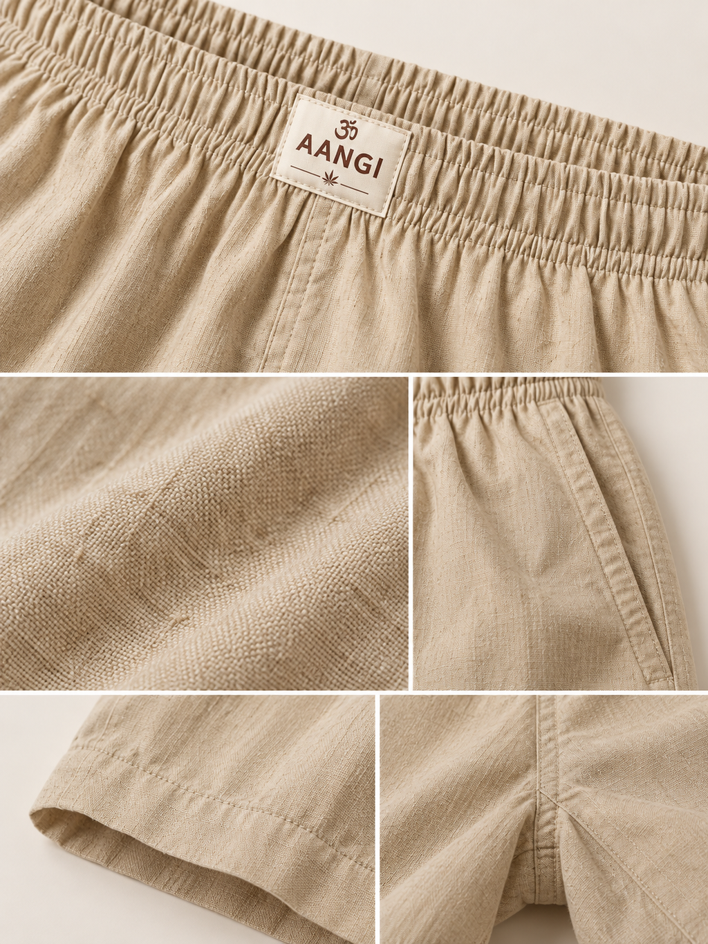 AANGĪ Natural Flax Hemp-Cotton Unisex Boxer