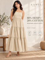 Natural Flax Tiered Hemp Maxi Dress