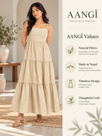 Natural Flax Tiered Hemp Maxi Dress