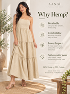 Natural Flax Tiered Hemp Maxi Dress