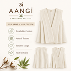 AANGĪ Natural Ivory V-Neck Hemp Cotton Vest Top