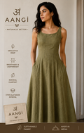 Himalayan Hemp Artisan Dress – Olive Sage