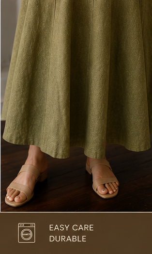 Himalayan Hemp Artisan Dress – Olive Sage