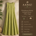 Himalayan Hemp Artisan Dress – Olive Sage