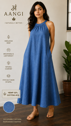 AANGĪ Azure Breeze Artisan Dress