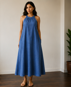 AANGĪ Azure Breeze Artisan Dress
