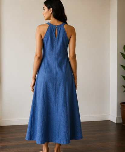 AANGĪ Azure Breeze Artisan Dress