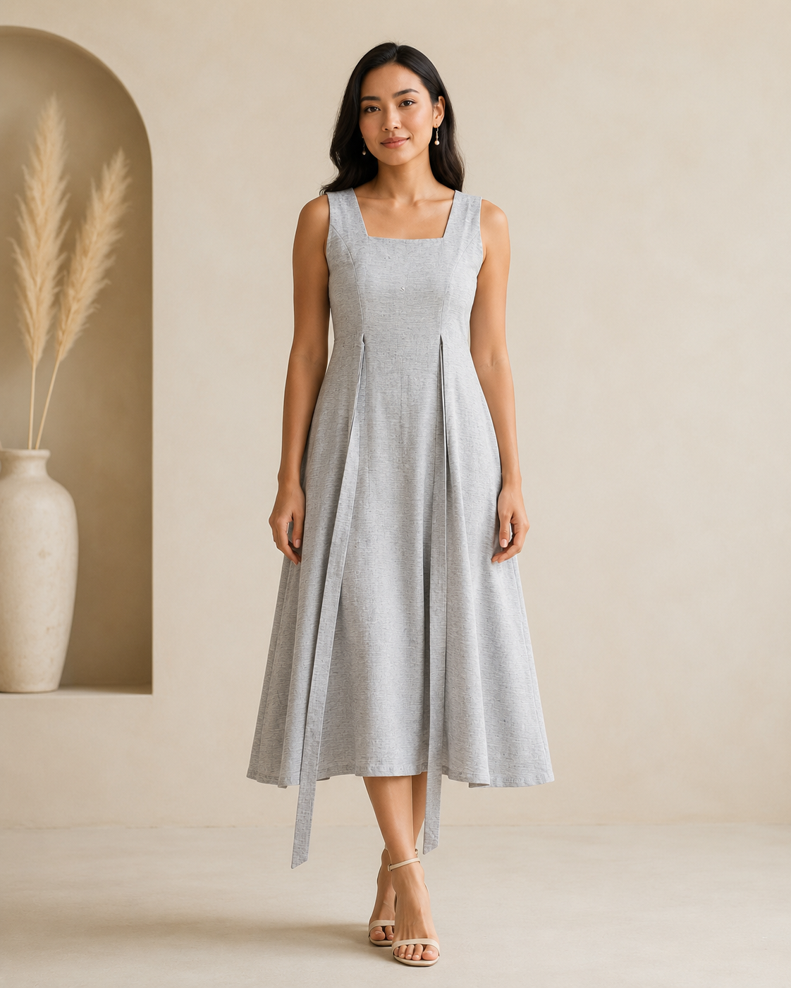 AANGĪ Sleeveless Layered Dress for Women | Sustainable Hemp Blend | M Size