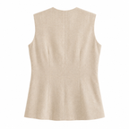 AANGĪ Oatmeal Beige Sleeveless Hemp Cotton Button Vest