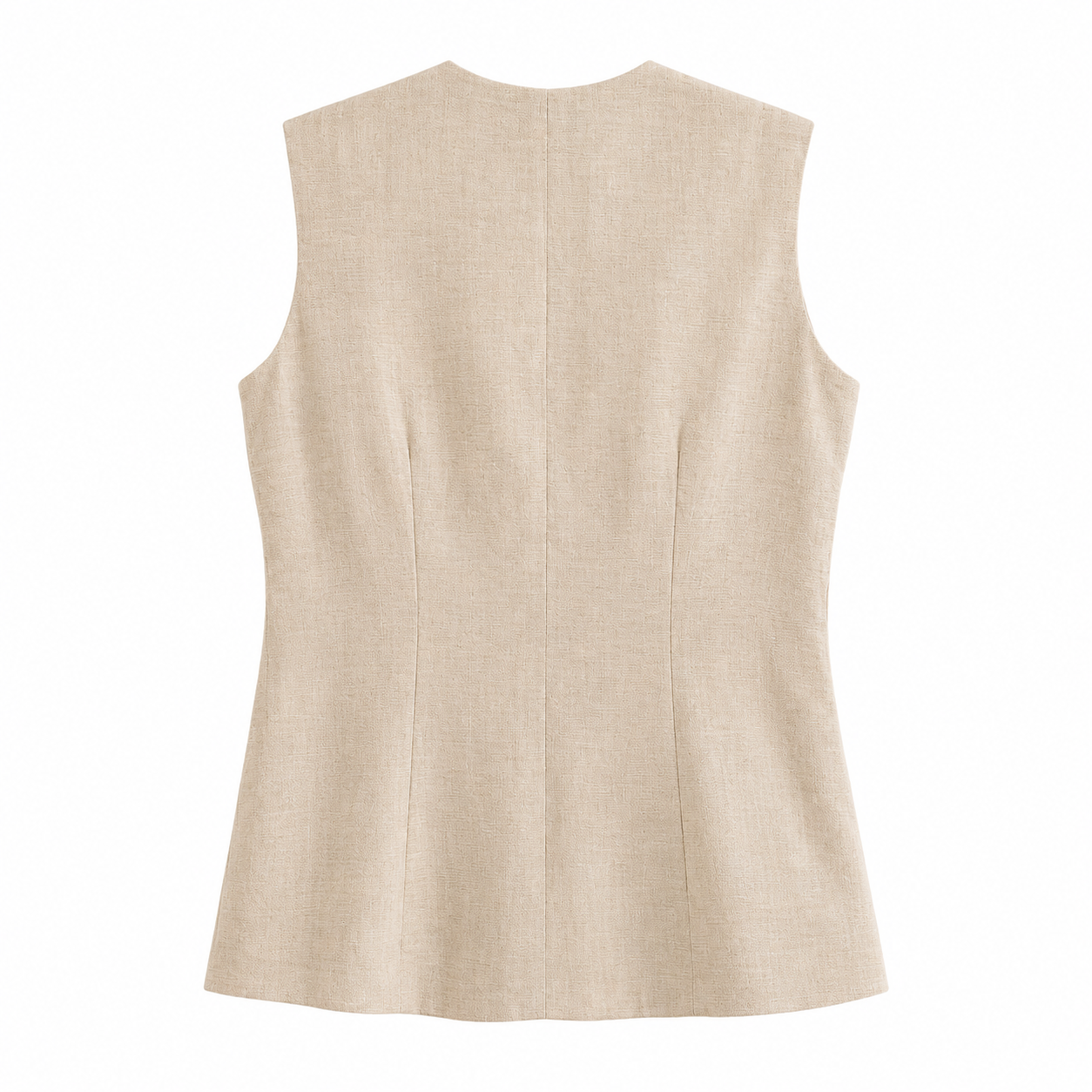 AANGĪ Oatmeal Beige Sleeveless Hemp Cotton Button Vest