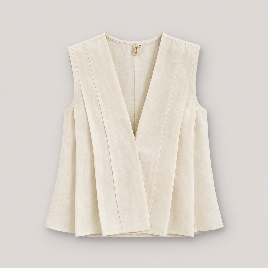 AANGĪ Natural Ivory V-Neck Hemp Cotton Vest Top