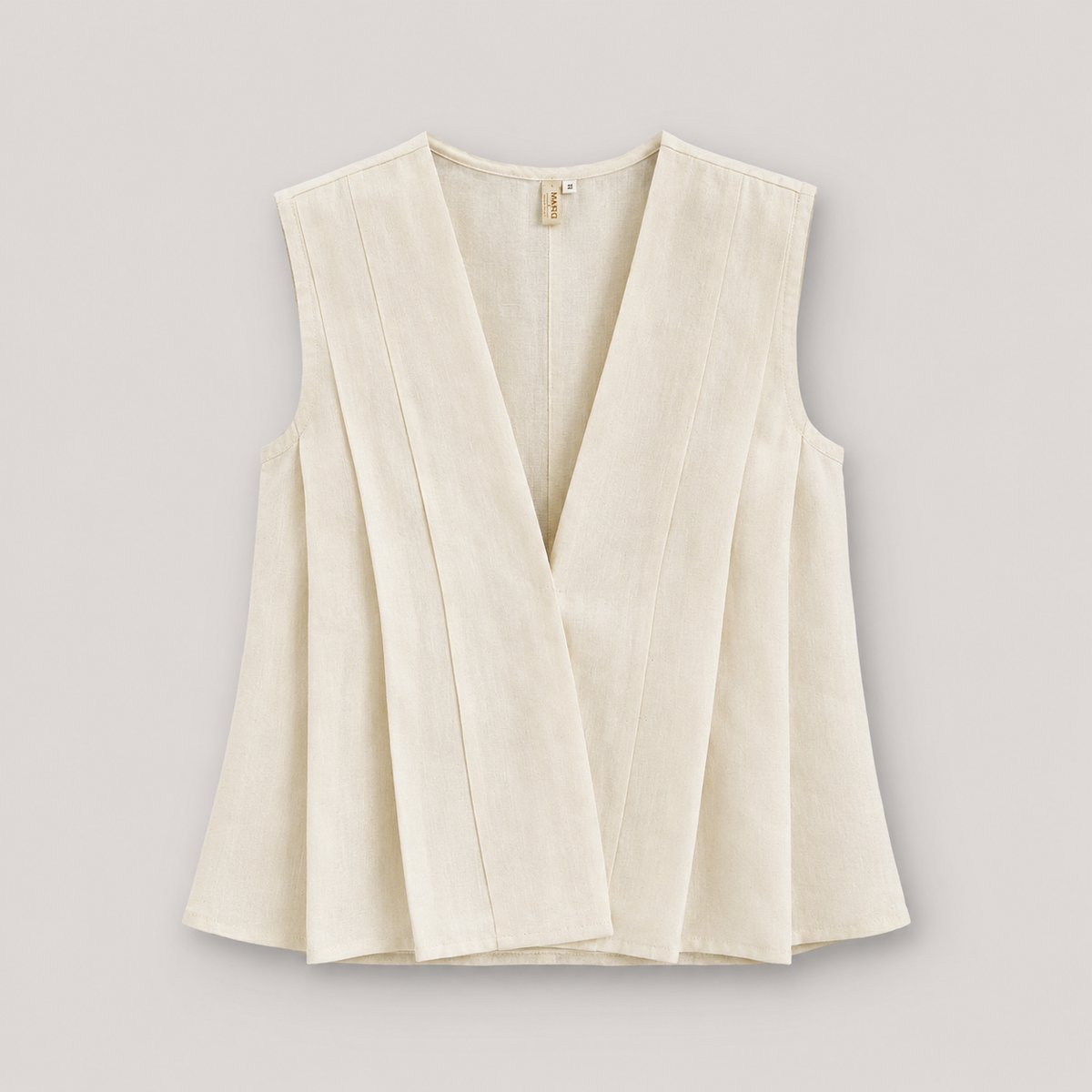 AANGĪ Natural Ivory V-Neck Hemp Cotton Vest Top