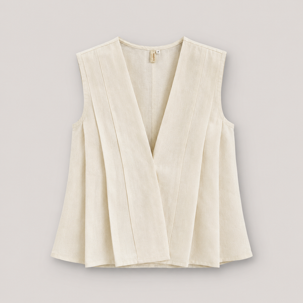 AANGĪ Natural Ivory V-Neck Hemp Cotton Vest Top