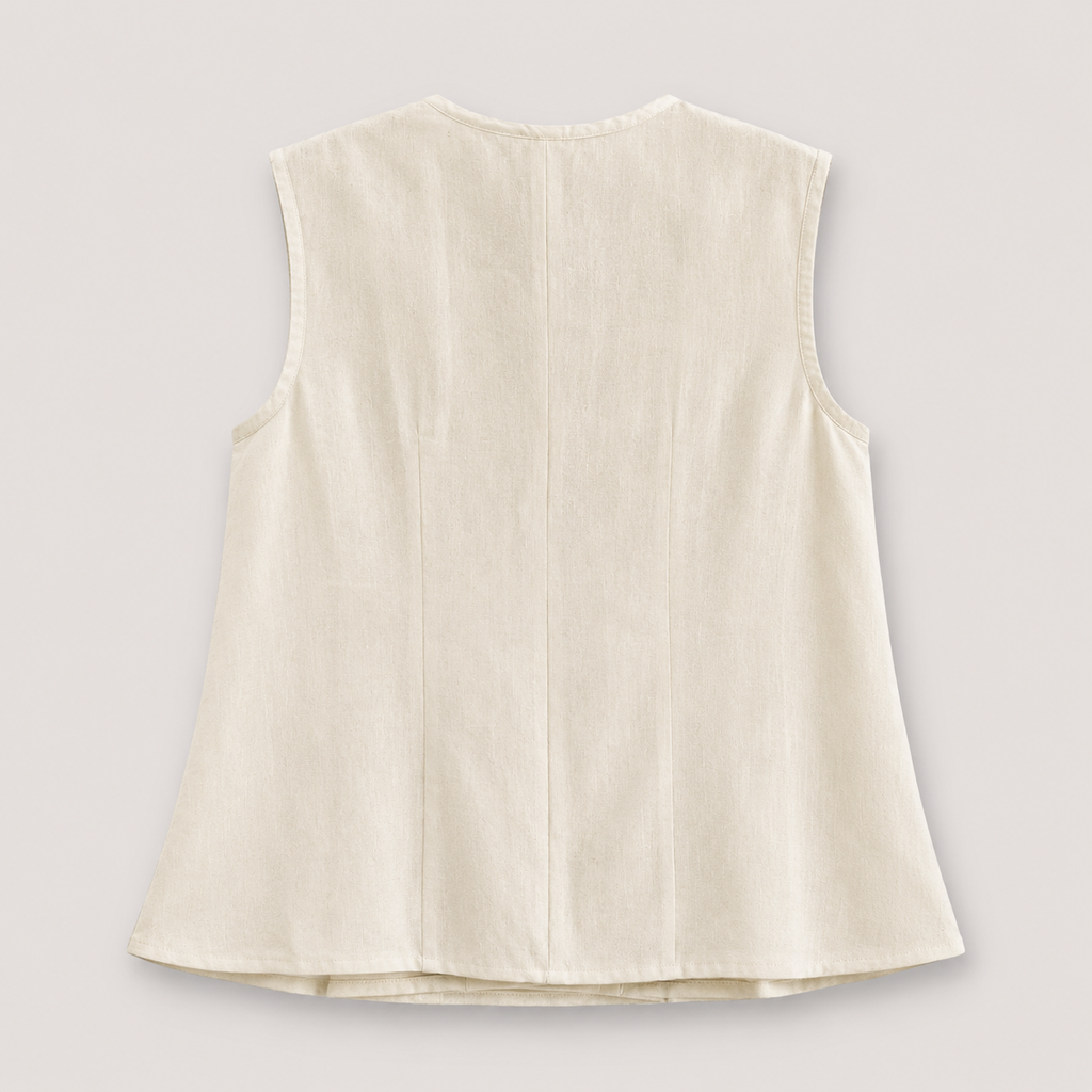 AANGĪ Natural Ivory V-Neck Hemp Cotton Vest Top