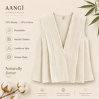 AANGĪ Natural Ivory V-Neck Hemp Cotton Vest Top