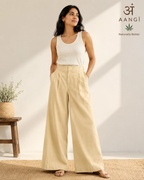 AANGĪ Women’s Butter Beige Hemp Cotton Wide-Leg Trouser