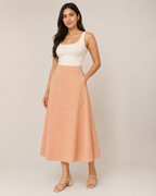 AANGĪ Peach A-Line Hemp Cotton Skirt