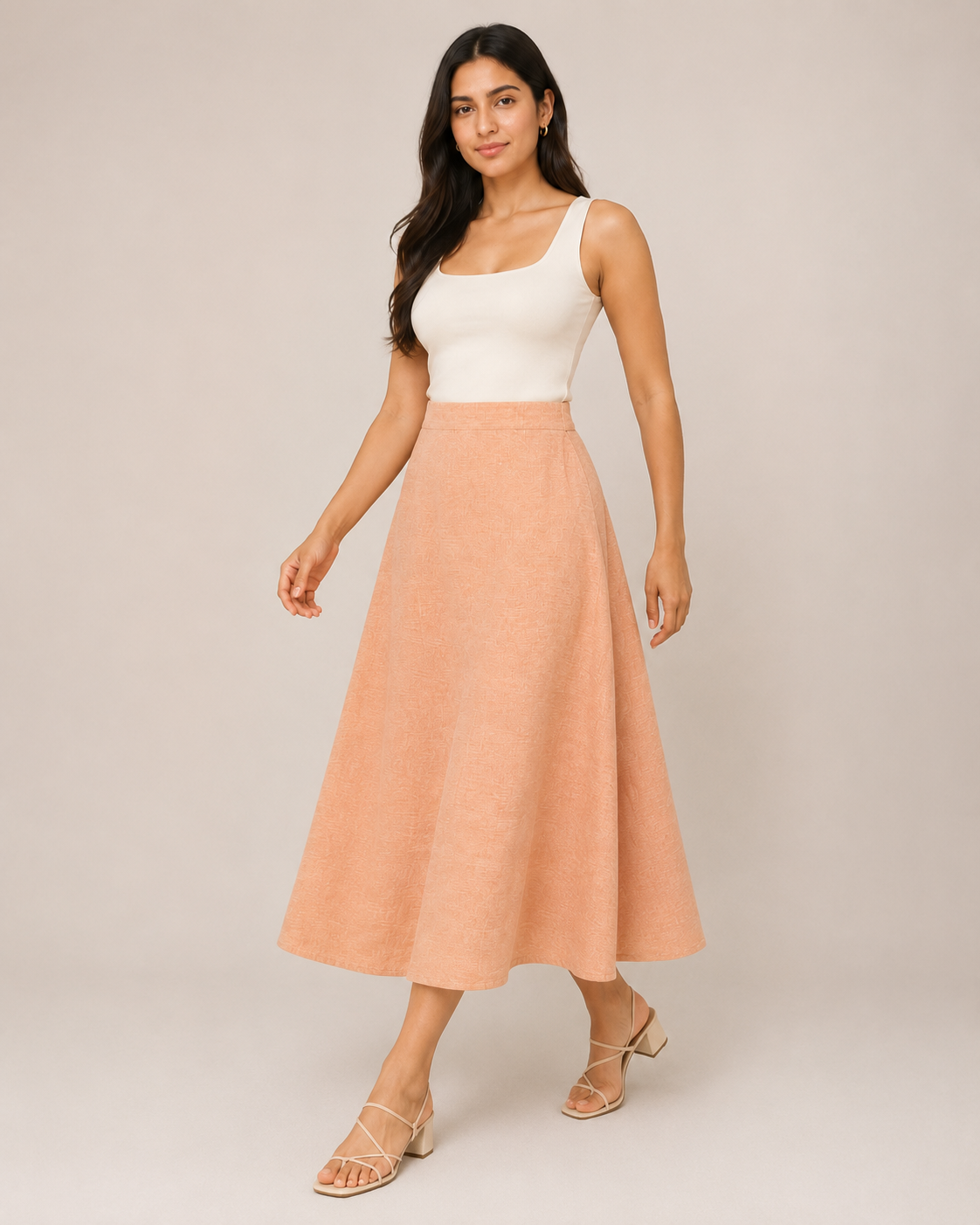 AANGĪ Peach A-Line Hemp Cotton Skirt