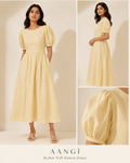 Butter Yellow Half Puff Sleeve Dress