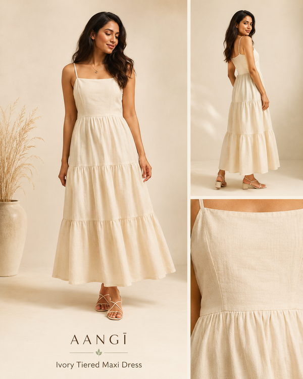 proIvory Tiered Maxi Dress – D002